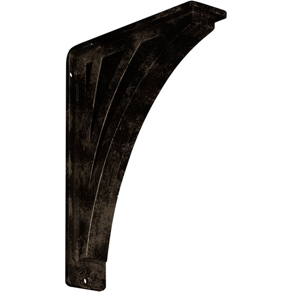 Ekena Millwork Nevio Wrought Iron Bracket, (Triple center brace), Antiqued Brass 2"W x 7 1/2"D x 10"H BKTM02X07X10TNEABS - main